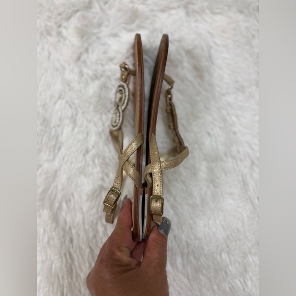 Lilly Pulitzer Gold Sandals with Beaded Accents - Picture 6 of 9